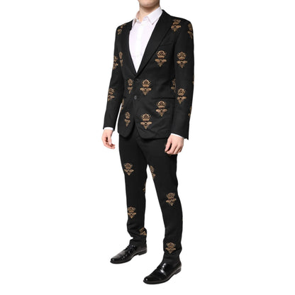 Dolce & Gabbana Black Bee Crown Embroidery 2 Piece Suit