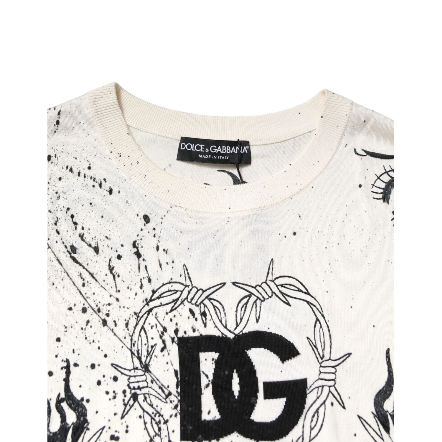 Dolce & Gabbana White Logo Angel Print Women Pullover Sweater