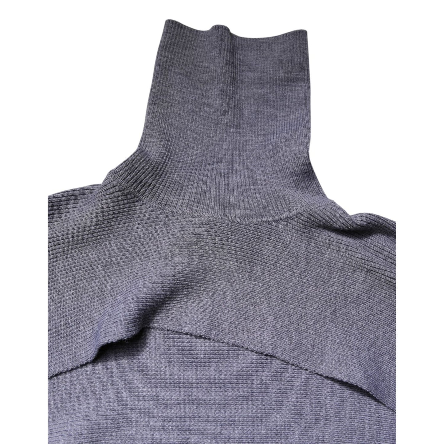 Dolce & Gabbana Gray Wool Knit Turtleneck Cropped Top Sweater