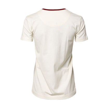 Dolce & Gabbana White Cotton Print Short Sleeves Top T-shirt