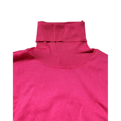 Dolce & Gabbana Pink Silk Knitted Turtleneck Cropped Top