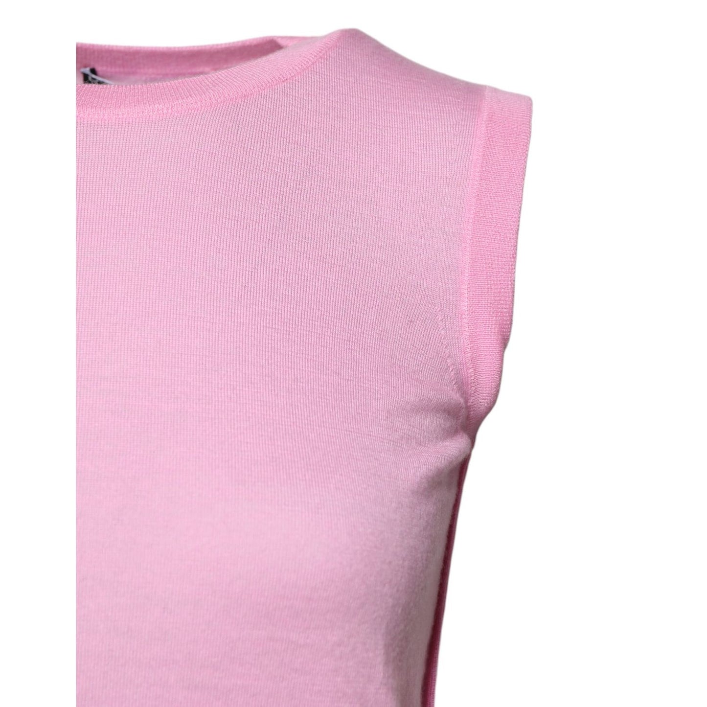 Dolce & Gabbana Pink Cashmere Round Neck Sleeveless Tank Top