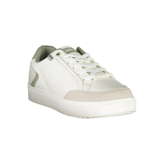 Mares White Polyester Sneaker with Laces, Contrast Details, and Logo Print. Ideal Sports Footwear with Stylish Design.