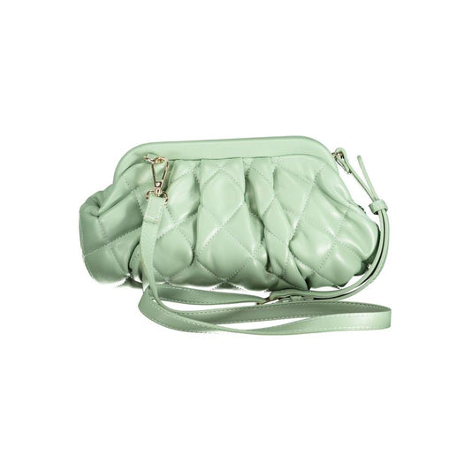 Valentino Bags green polyethylene handbag with adjustable strap, internal pockets, contrasting details, snap closure, and logo.