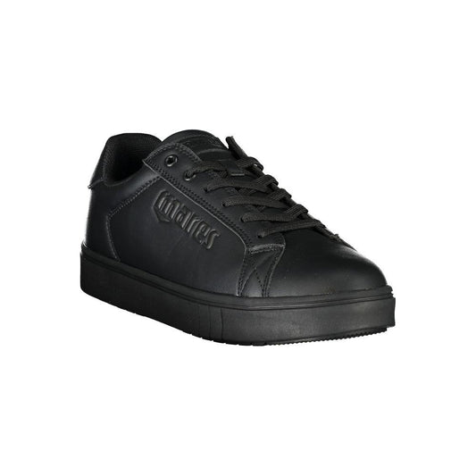 Mares black polyester sneaker with laces, contrast details, print, and logo. Ideal sports footwear.