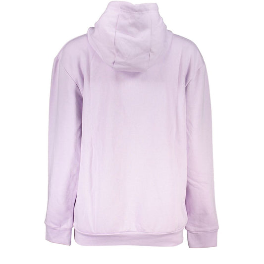 Back view of Cavalli Class purple cotton hoodie, featuring long sleeves and a comfortable fleece design.