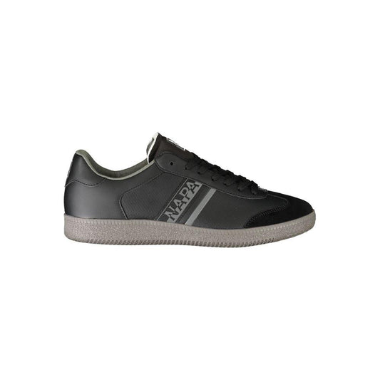 Napapijri black polyester sneaker with laces and contrast details, featuring the logo.
