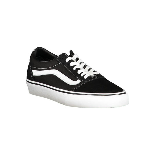 Vans black polyester sneaker with laces, featuring contrast details and logo. Ideal for sports footwear enthusiasts.