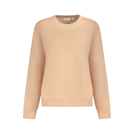 Calvin Klein Pink Cotton Women Sweater with long sleeves and iconic logo in a playful hue; stylish and comfortable for transitional seasons.