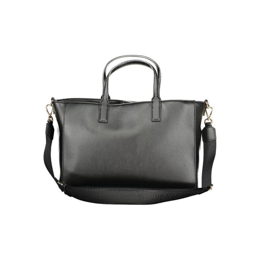 Tommy Hilfiger Black Polyester Women Handbag with Removable Strap and Two Handles