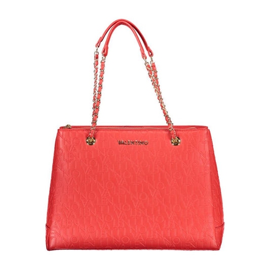 Valentino Bags red polyethylene handbag with chain shoulder handles, two compartments, central and internal pockets, zip closure.