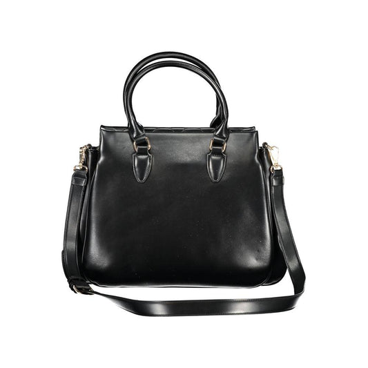 Valentino Bags black polyethylene women handbag with two handles and shoulder strap, showcasing urban elegance and contemporary design.
