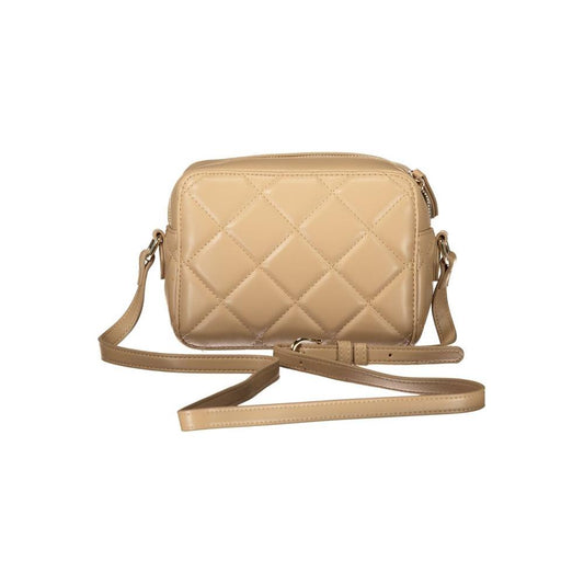 Valentino Bags beige polyethylene handbag for women with adjustable strap and quilted design, featuring iconic logo.