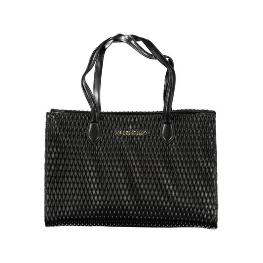 Valentino Bags black polyethylene handbag with duo-handle, automatic closure, and chic design. Eco-friendly fashion accessory for women.