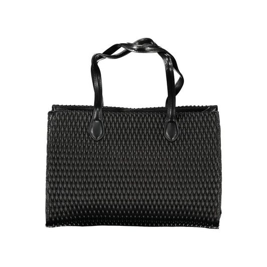 Valentino Bags Black Polyethylene Women Handbag with duo-handle, eco-conscious design, and sleek silhouette.