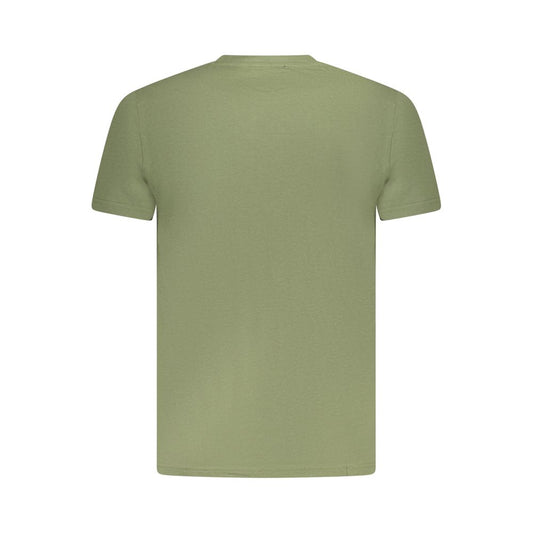 Back view of Cavalli Class green cotton men's t-shirt, showcasing its simple and stylish design with a comfortable crew neck.