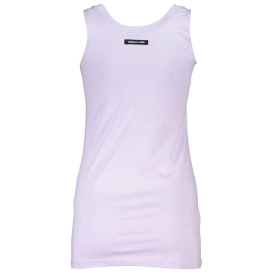Purple Cavalli Class women's cotton tank top with brand logo and wide shoulders.