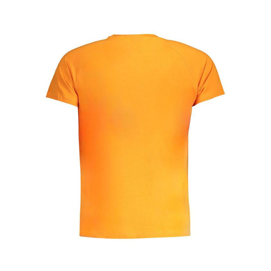 Back view of K-WAY orange cotton short sleeve t-shirt with crew neck and logo application. Ideal for casual wear.