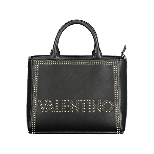 Valentino Bags black polyethylene women's handbag with studded logo and handles, stylish and durable for versatile fashion.