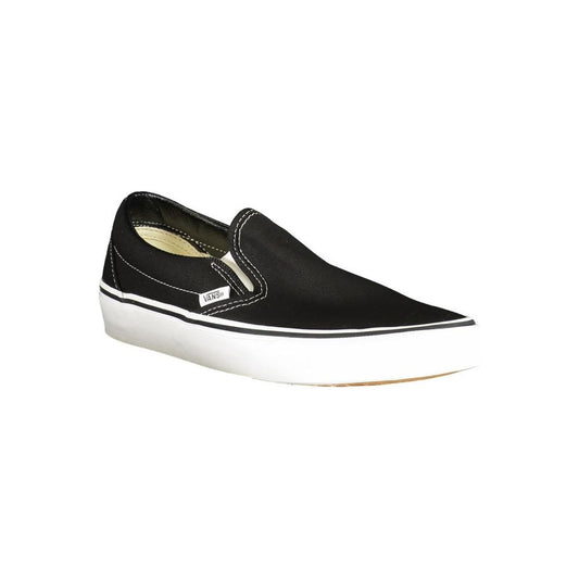 Vans Black Slip-On Polyester Men's Sneaker with contrasting details, ideal for skateboarding or casual outings.