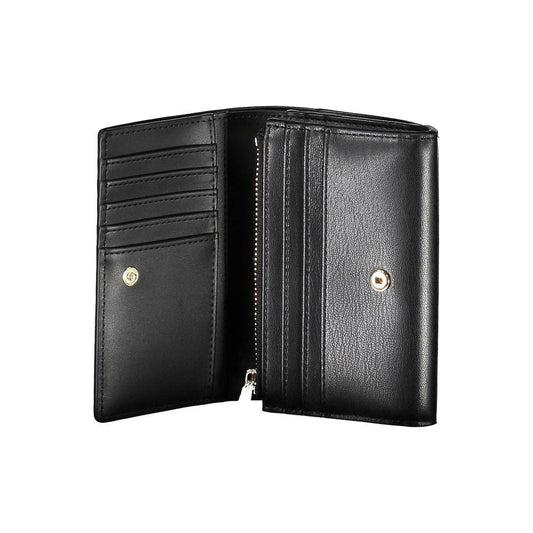 Tommy Hilfiger black polyethylene women's wallet with card slots and coin compartment, stylish and functional accessory.