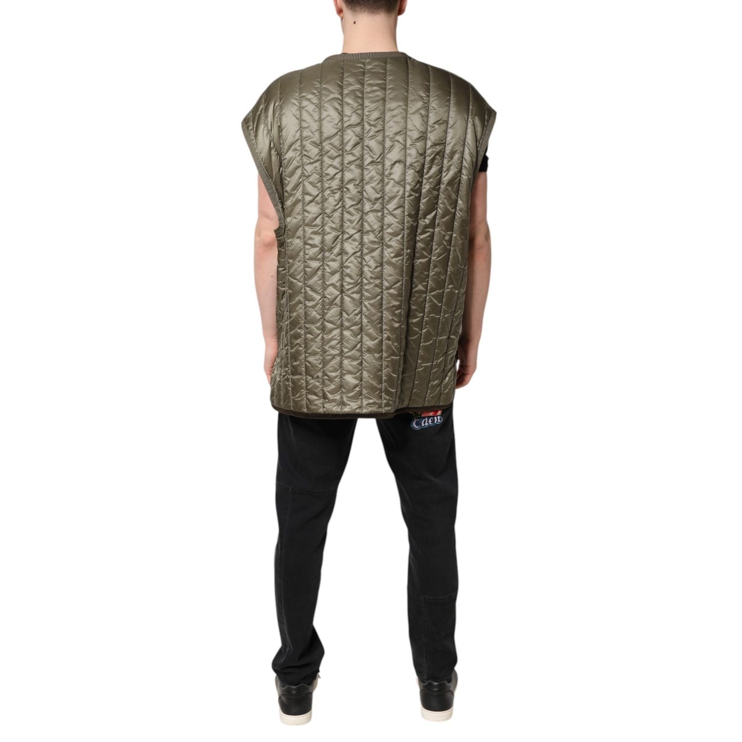 Dolce & Gabbana Brown Logo Plaque Quilted Vest Jacket