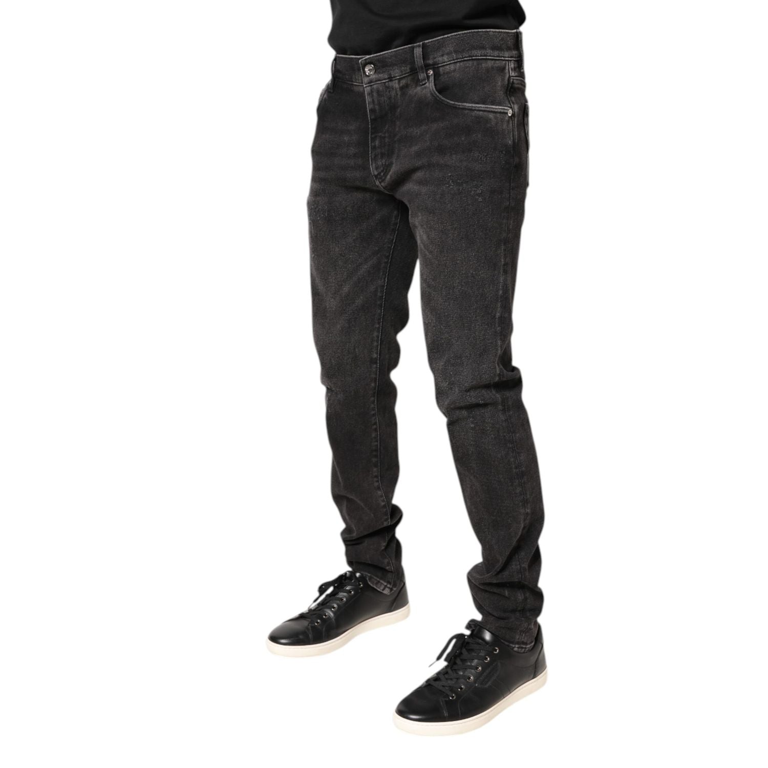 Dolce & Gabbana Gray Washed Cotton Skinny Denim Jeans