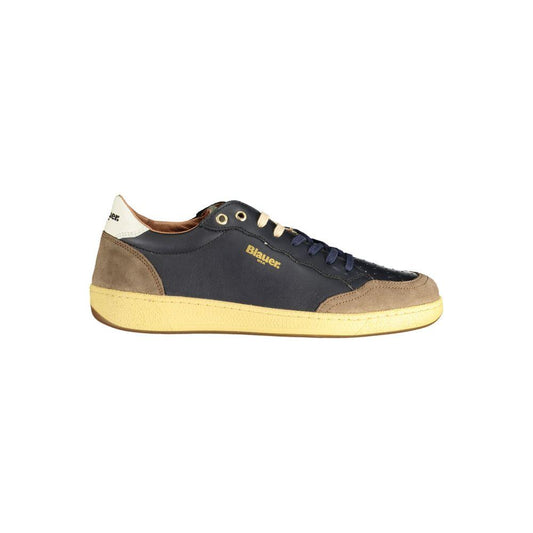 Blauer brown polyester sneaker with laces, contrasting details, and printed logo. Stylish athletic design for sports enthusiasts.