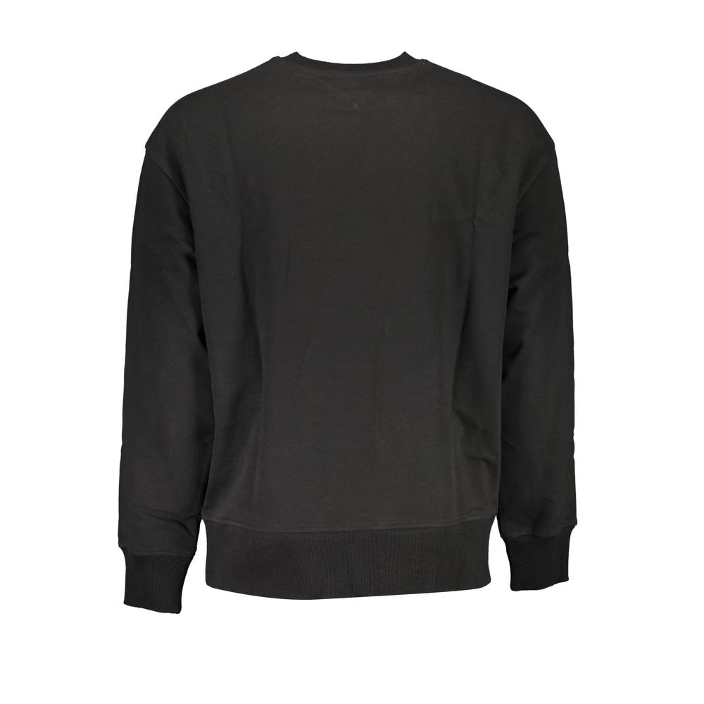 Back view of Tommy Hilfiger Black Cotton Men Sweater showcasing sustainable fashion and eco-conscious design.