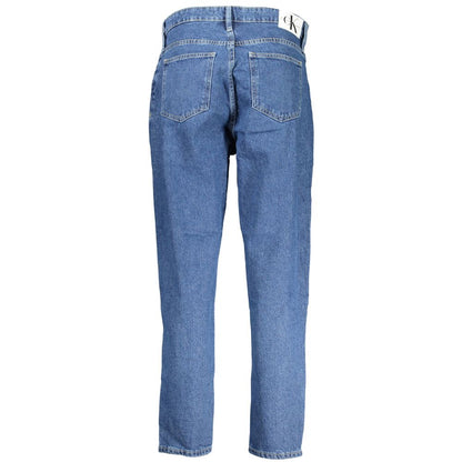 Back view of Calvin Klein Blue Cotton Women Jeans featuring 5 pockets and a rich blue hue.
