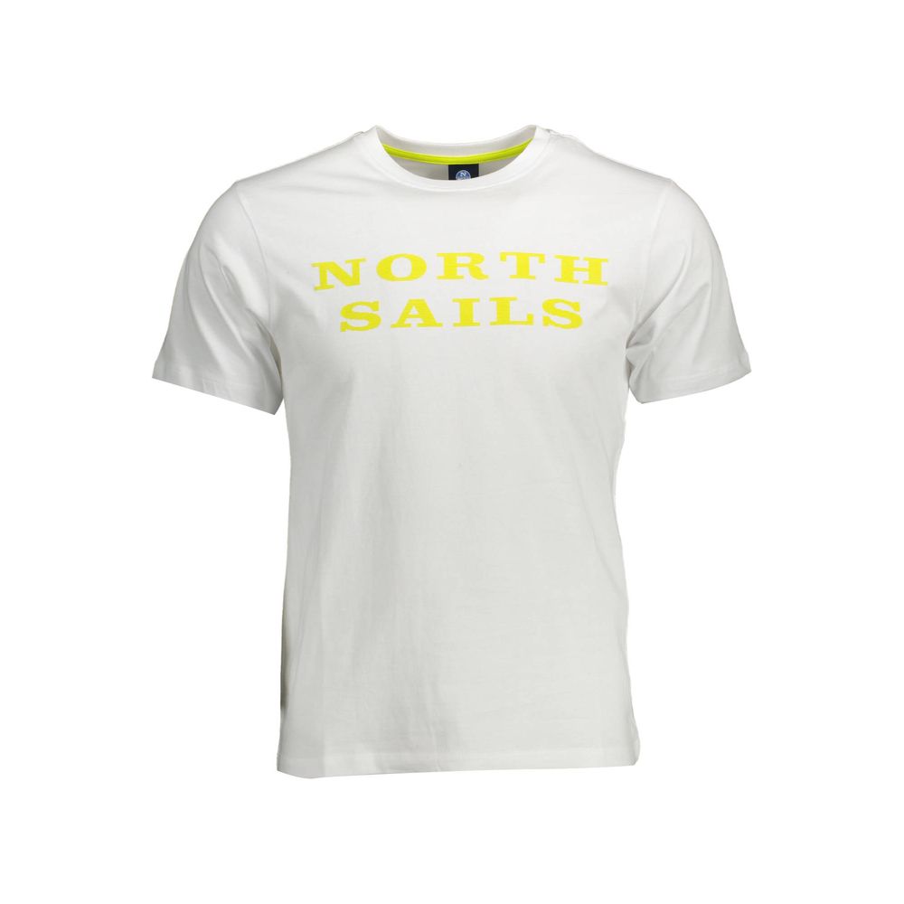 North Sails White Cotton Men T-Shirt with bold print and logo