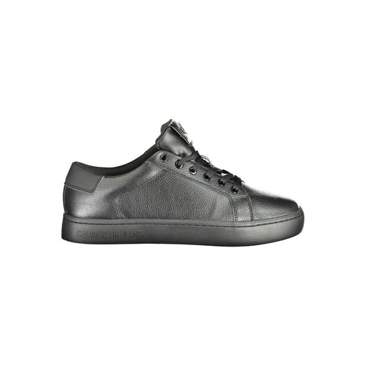 Calvin Klein black polyethylene men's sneaker with removable footbed, showcasing premium materials and iconic logo for modern style.