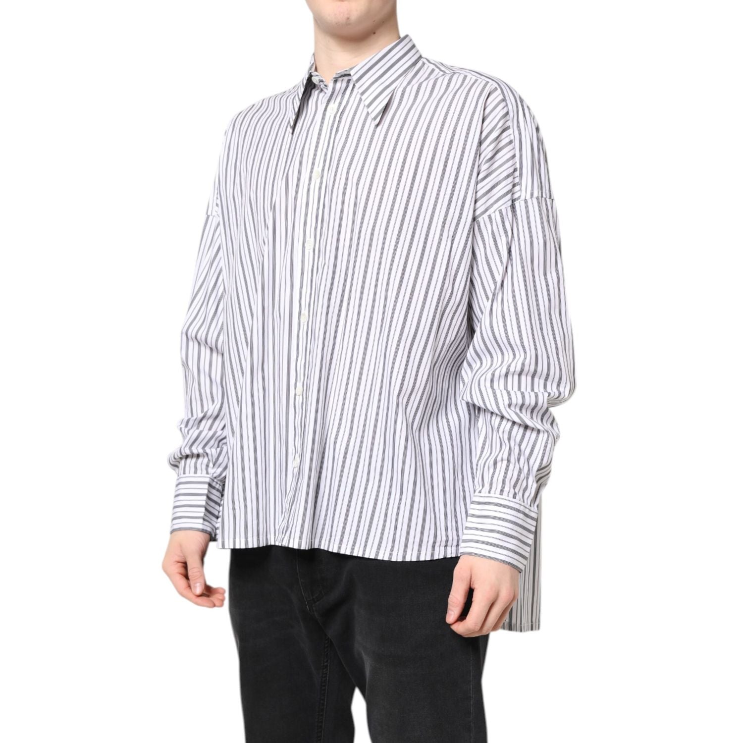 Dolce & Gabbana White Black Stripe Button Down Casual Shirt
