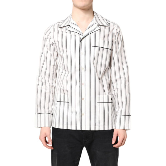 Dolce & Gabbana White Stripes Lounge Pajama Sleepwear Shirt