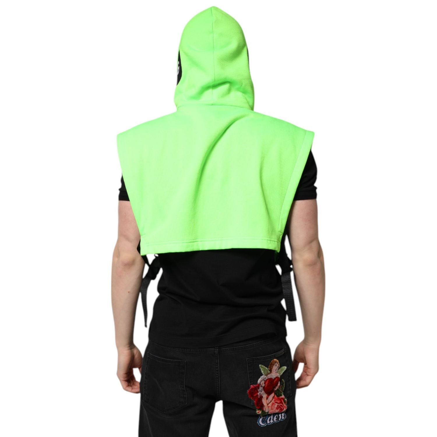 Dolce & Gabbana Green Polyester Hooded Sportswear Vest Sweater