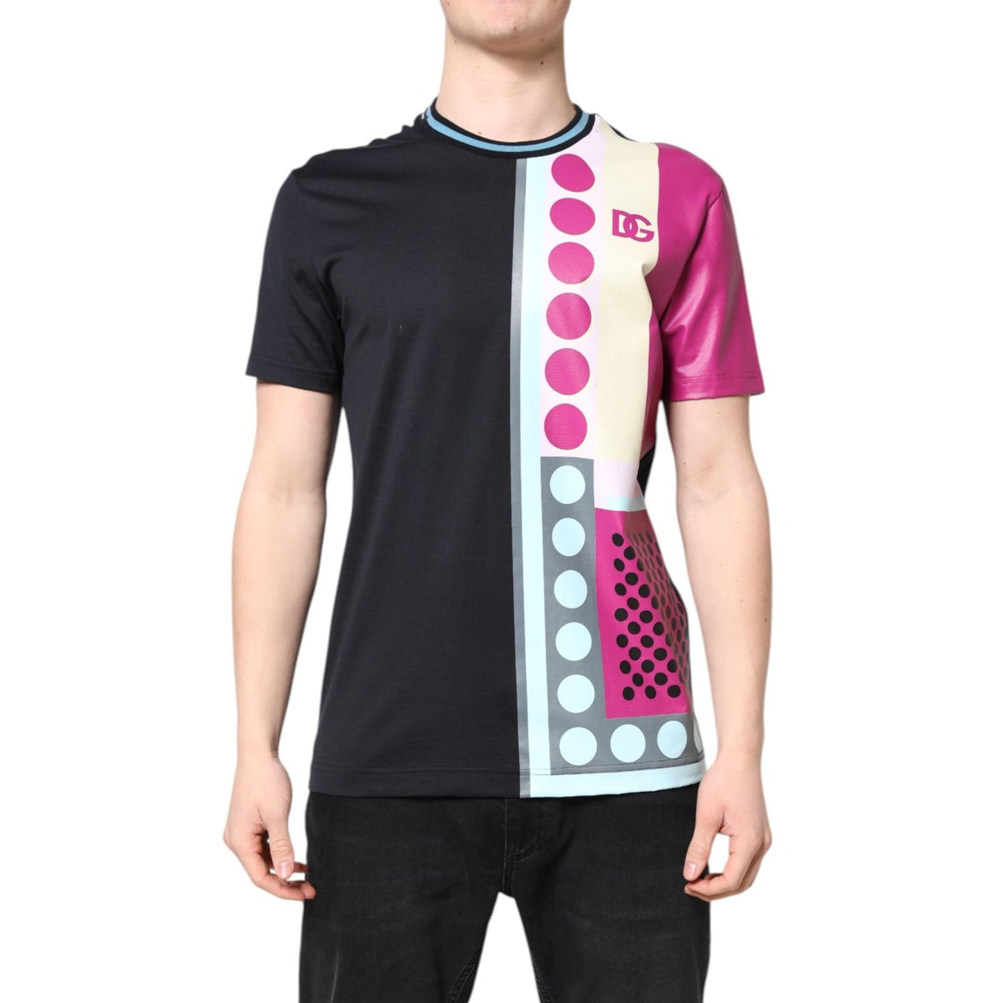 Dolce & Gabbana Multicolor Printed Logo Short Sleeve T-shirt