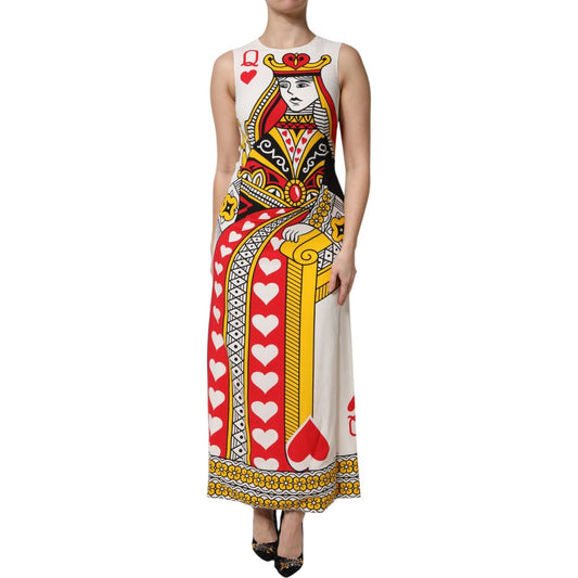 Dolce & Gabbana White Queen Of Hearts Sleeveless Maxi Dress