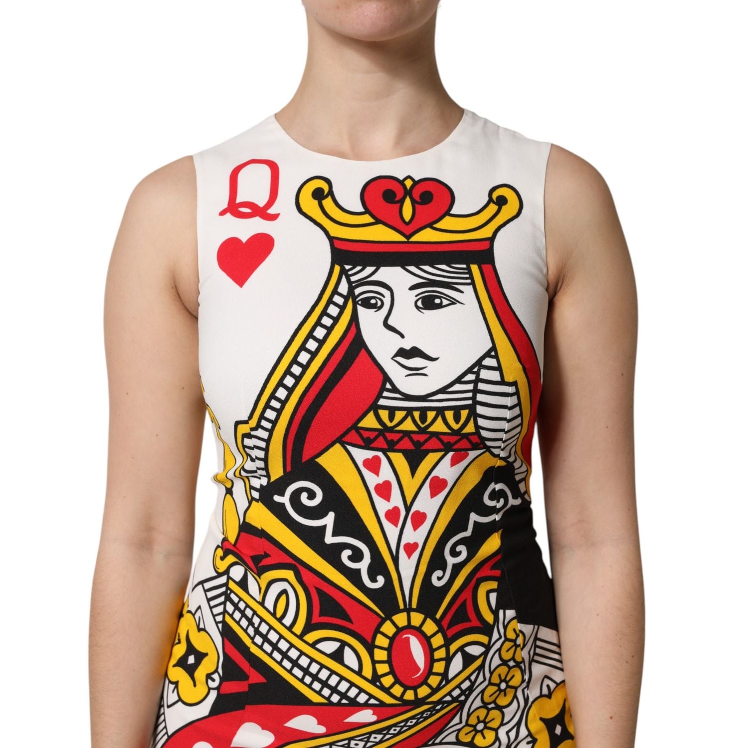 Dolce & Gabbana White Queen Of Hearts Sleeveless Maxi Dress