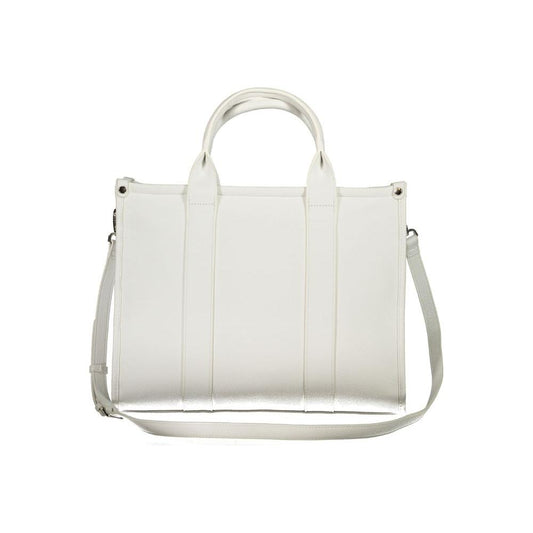 Valentino Bags white polyethylene handbag with two handles, removable shoulder straps, internal pockets, recycled material.