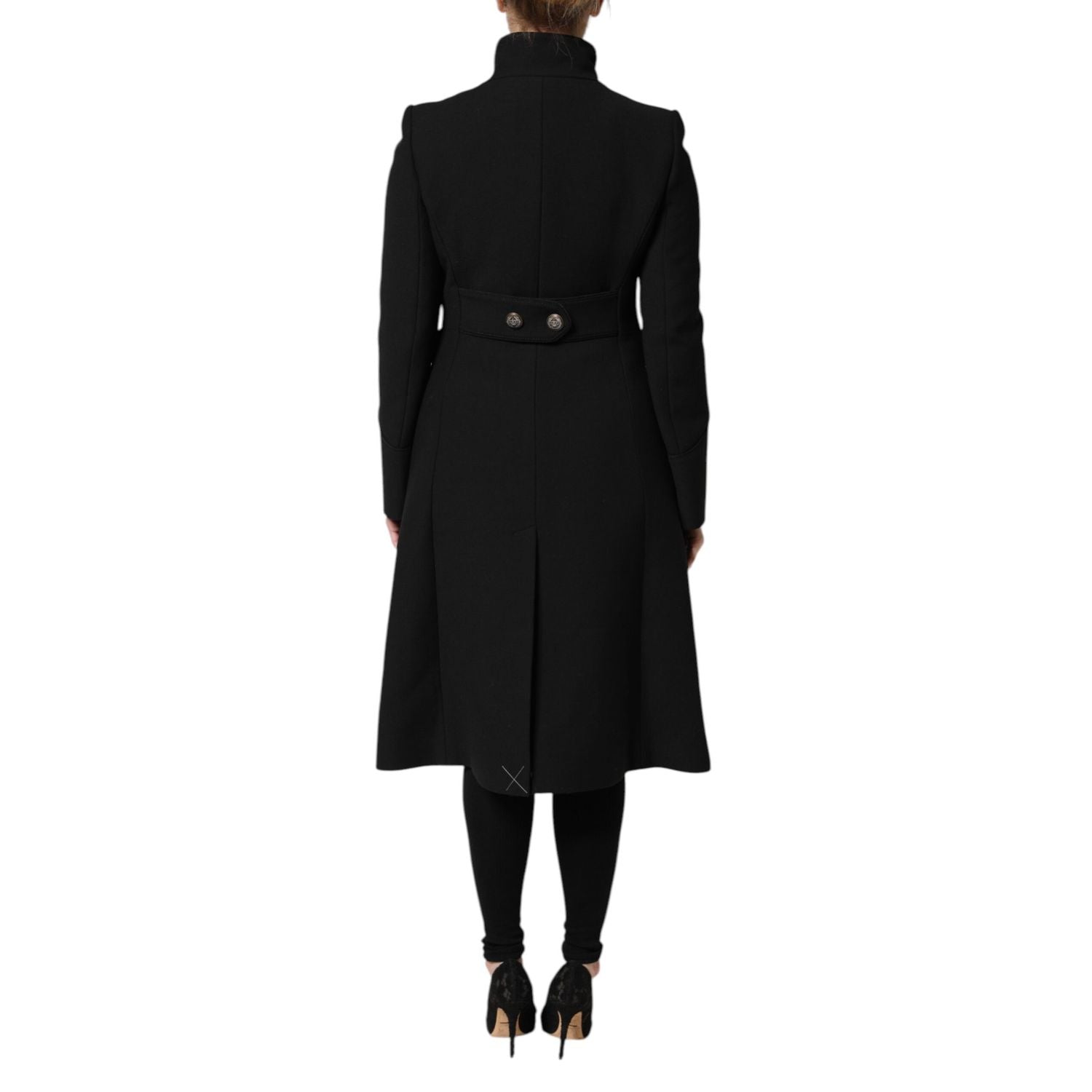 Dolce & Gabbana Black Wool Single Breasted Trench Coat Jacket