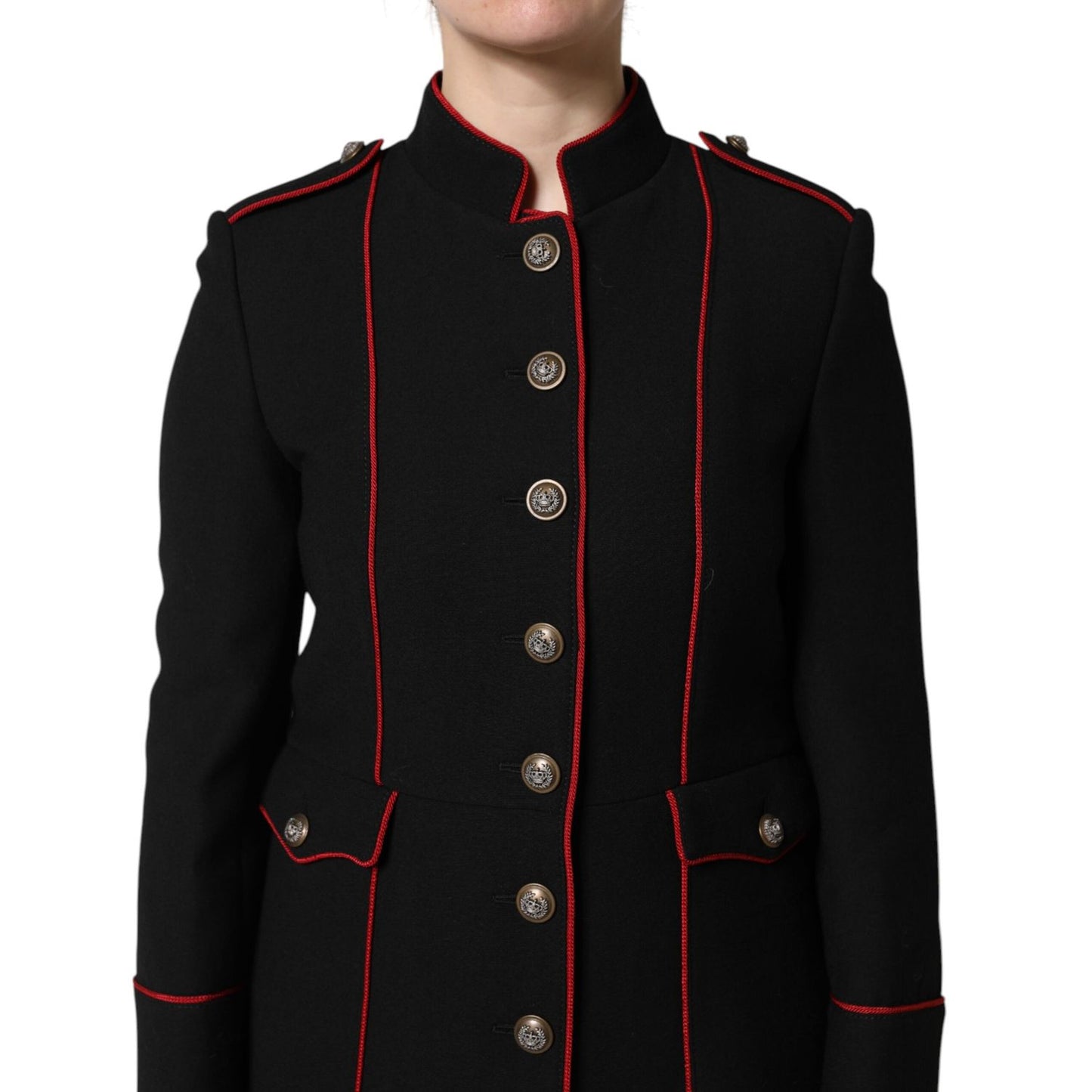 Dolce & Gabbana Black Wool Single Breasted Trench Coat Jacket