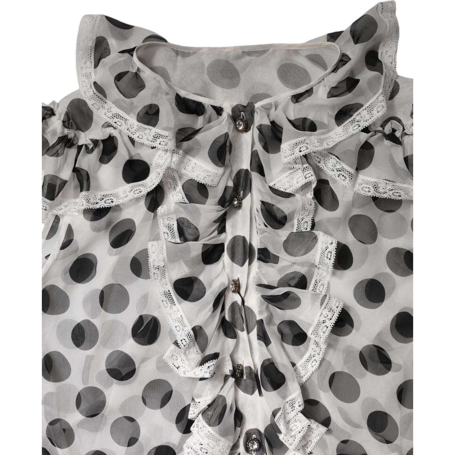 Dolce & Gabbana White Black Polka Dot Cotton Sleeveless Top