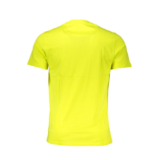 Back view of Harmont & Blaine yellow cotton short sleeve T-shirt, narrow fit, crew neck, with logo embroidery.