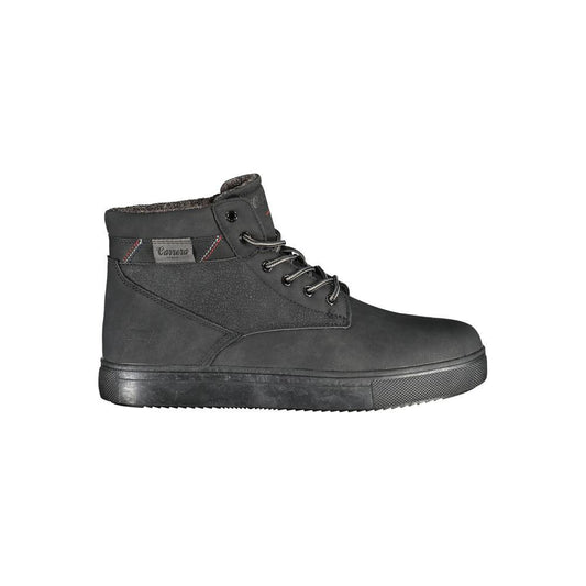 Carrera Chic Black Lace-up Boots with Contrast Details and Logo, 40% Polyester, 60% Polyethylene, Fashionable Footwear, Black, CN
