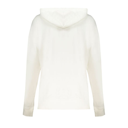 Back view of North Sails white cotton hooded sweatshirt with long sleeves, zip, and two pockets, made from organic cotton.