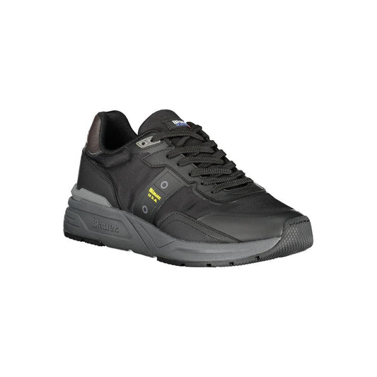 Blauer black polyester sneaker with laces, contrasting details, logo, and modern design. Sporty shoe for comfort and style.