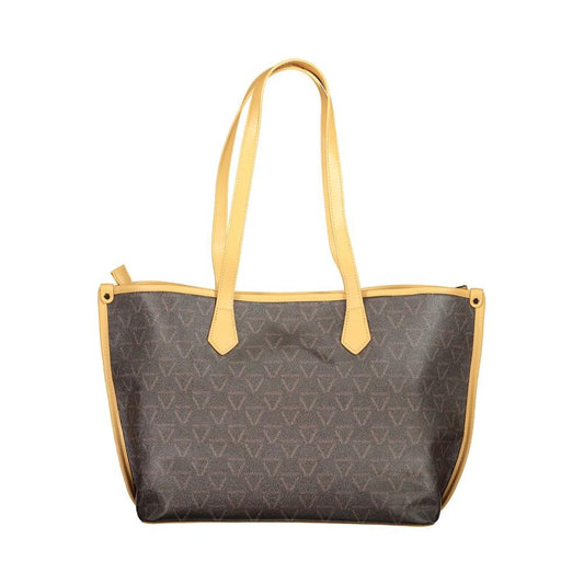 Valentino Bags brown polyethylene handbag with two handles, contrasting details, and recycled materials