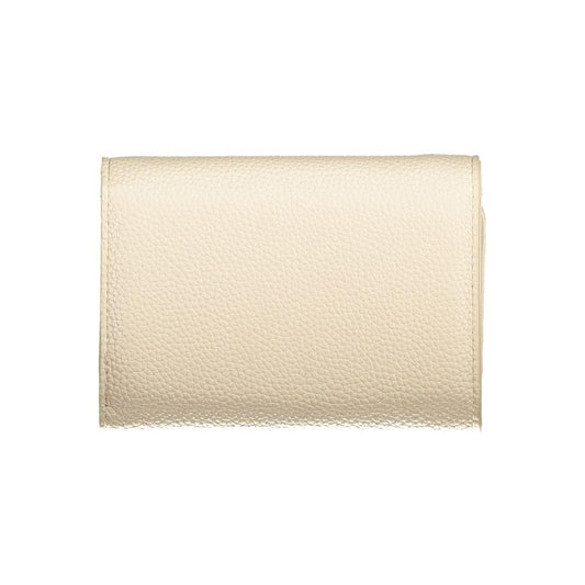 Valentino Bags beige wallet in polyethylene with logo, featuring 3 compartments, coin purse, double card spaces, zip and automatic closure.