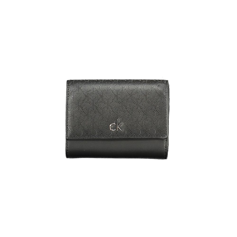 Calvin Klein Black Polyester Women Wallet with RFID-blocking feature and iconic logo