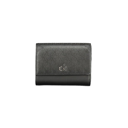 Calvin Klein Black Polyester Women Wallet with RFID-blocking feature and iconic logo